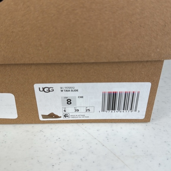 UGG Taia Wedge Slide Sandals - Suede (For Women) Chestnut Sz 8 - Picture 12 of 13